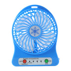 Portable Rechargeable Mini Table Fan With LED Light And Battery (1 Pc)
