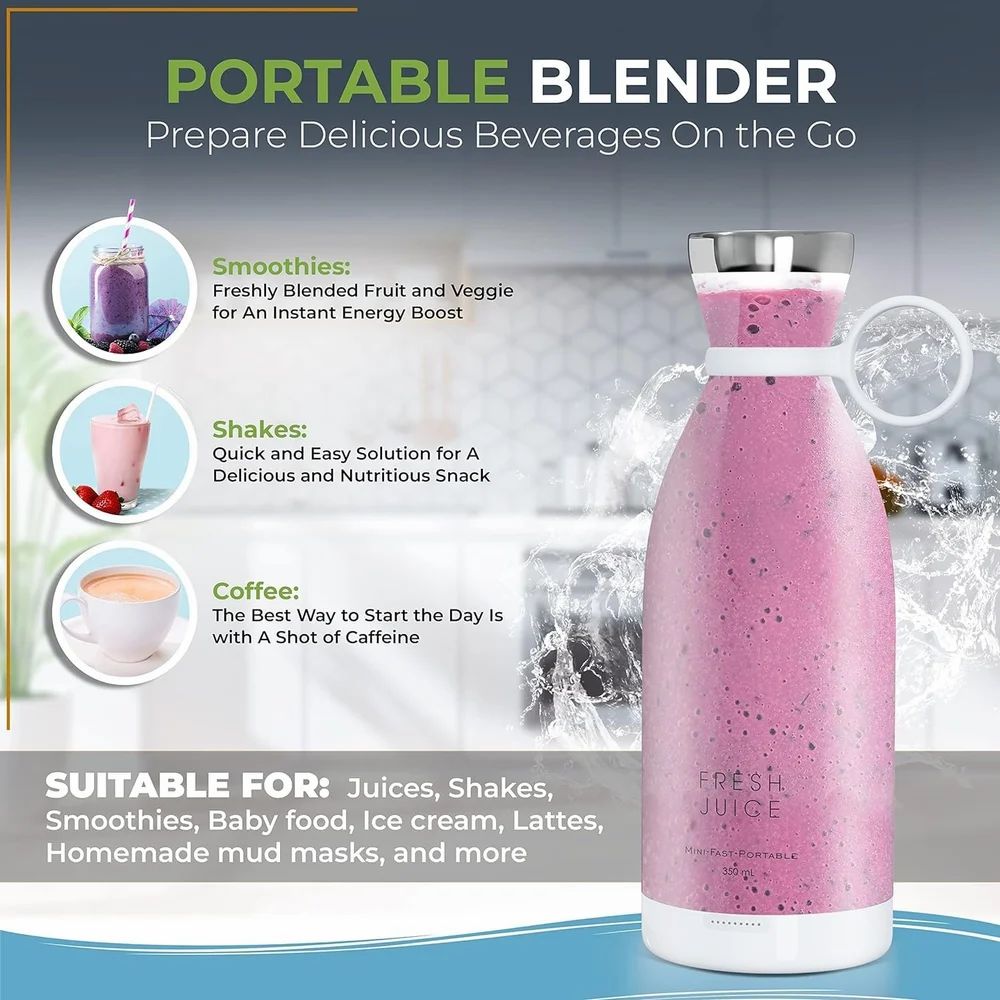ABS USB Rechargable Mini Juicer Blender Ideal for Travel and On-the-Go Use