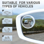 White Round Car Blind Spot Rear View Mirror Set (2 Pc)
