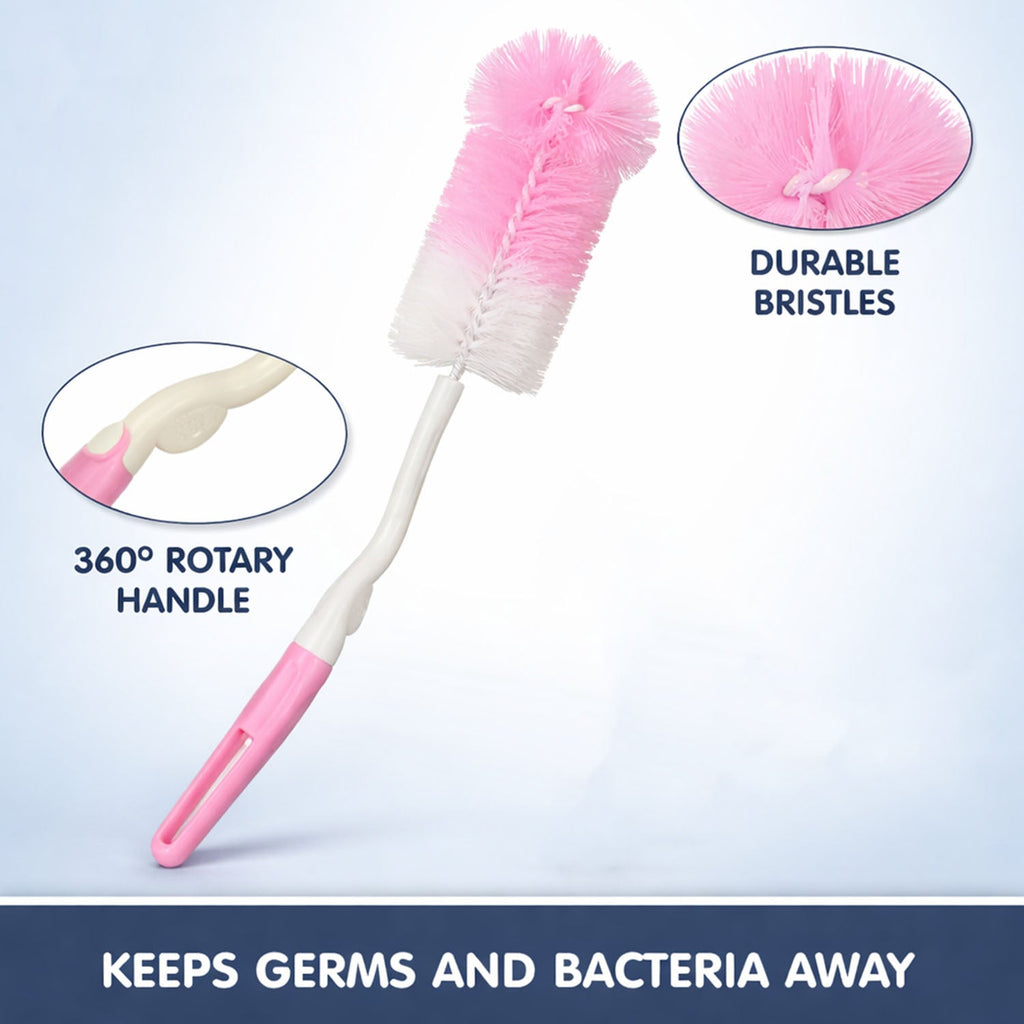 Bottle & Nipple Cleaning Brush with 360° Rotary Handle (1 Pc)