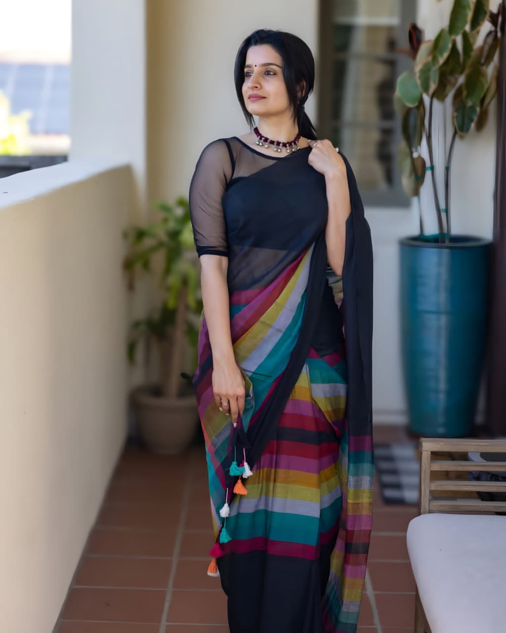 Trending Mul Mul Rainbow Saree Perfect for Casual & Festive Wear